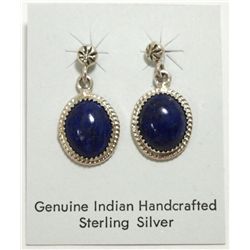 Navajo Lapis Lazuli Sterling Silver Post Earrings - Martin Yazzie