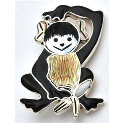 Zuni Multi-Stone Sterling Silver Monkey Pendant & Pin - Valerie Comosona
