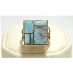Navajo Larimar Inlay Sterling Silver Women's Ring - Harold Smith