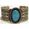 Image 1 : Navajo Kingman Turquoise Sterling Silver Cuff Bracelet - Harold Joe
