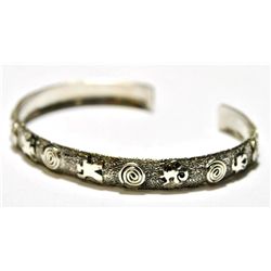 Navajo Sterling Silver Storyteller Cuff Bracelet - Scott Skeets