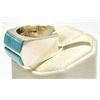 Image 3 : Navajo Turquoise Inlay Sterling Silver Men's Ring - Calvin Begay