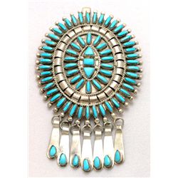 Zuni Turquoise Oval with 7 Hangers Pendant & Pin