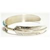 Image 2 : Navajo Turquoise Dots Sterling Silver Feather Bracelet - Chris Charley