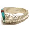 Image 5 : Navajo Multi-Stone Sun Face Sterling Silver Men's Ring - Wilbert Manning