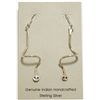 Image 1 : Zuni Sterling Silver Snake with Coral Eyes French Hook Earrings - Effie Calavaza