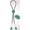 Image 1 : Zuni Sleeping Beauty Turquoise Sterling Silver Bolo & Buckle Set - Robert & Bernice Leekya