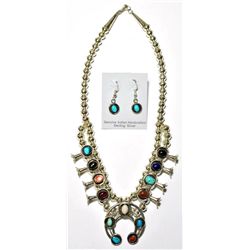 Navajo Multi-Stone Small Necklace & Earrings Set - Phil & Lenore Garcia