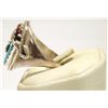 Image 3 : Zuni Coral & Turquoise Sterling Silver Snake Men's Ring - Effie Calavaza