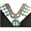 Image 2 : Navajo Turquoise Sterling Silver Squash Blossom Necklace & Earrings Set - L.F.K.