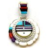 Image 1 : Navajo Mother of Pearl & Sugilite Sun Face Pendant - Wilbert Manning