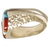 Image 5 : Navajo Multi-Stone Sun Face Sterling Silver Men's Ring - Wilbert Manning
