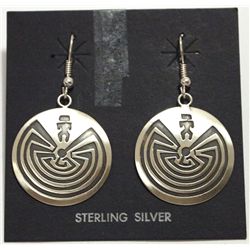 Navajo Sterling Silver Man on Maze French Hook Earrings - Stanley Gene