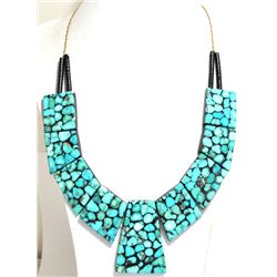 Santo Domingo Turquoise & Black Jet Heishi Necklace - Delbert & Torevia Crespin