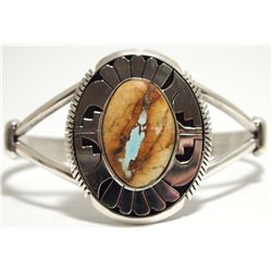 Navajo Boulder Turquoise Sterling Silver Cuff Bracelet - Eugene Belone