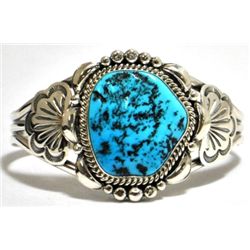 Navajo Sleeping Beauty Turquoise Sterling Silver Cuff Bracelet - Mary Ann Spencer