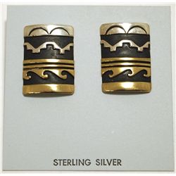 Navajo 12k Gold Fill over Sterling Silver Post Earrings - Tommy Singer