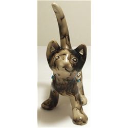 Navajo Turquoise Kitten Horsehair Pottery - Tom Vail