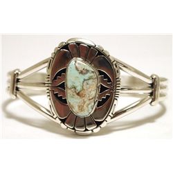 Navajo Dry Creek Turquoise Sterling Silver Cuff Bracelet - Eugene Belone