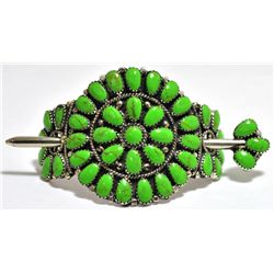 Navajo Green Turquoise Cluster Sterling Silver Hair Barrette - Juliana Williams
