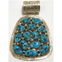 Navajo Turquoise Cluster Sterling Silver Pendant - Derrick Yazzie