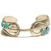 Image 1 : Navajo Turquoise Sterling Silver Feather Cuff Bracelet - Virgil Reader