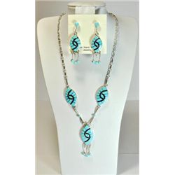Zuni Turquoise Necklace & Earrings Set - Amy Quandelacy