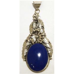 Navajo Lapis Lazuli Sterling Silver Large Pendant - Gary Yazzie