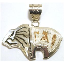 Navajo 12k Gold Fill over Sterling Silver Bear Pendant - Alonzo Mariano