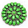 Image 1 : Navajo Green Turquoise Medium Circle Large Stone Pendant & Pin - Juliana Williams