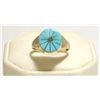 Image 1 : Zuni Turquoise Inlay Sterling Silver Women's Ring - Johnson Laweka
