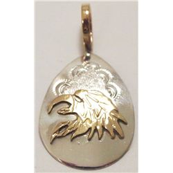 Navajo 12k Gold Fill over Sterling Silver Eagle Head Pendant - Roger Jones