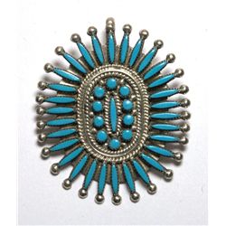 Zuni Turquoise Ovoid Pendant & Pin