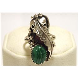 Navajo Malachite Sterling Silver Women's Ring - Ronnie Martinez