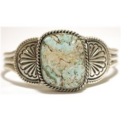 Navajo Dry Creek Turquoise Sterling Silver Cuff Bracelet - Mary Ann Spencer