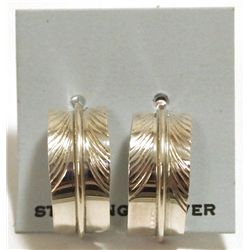 Navajo Sterling Silver Feather Post Earrings - Chris Charley