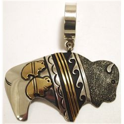Navajo 12k Gold Fill over Sterling Silver Buffalo Pendant - Tommy Singer