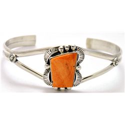 Navajo Spiny Oyster Sterling Silver Bracelet - Mary Ann Spencer
