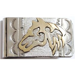 Navajo 12k Gold Fill over Sterling Silver Horse Head Money Clip - Roger Jones