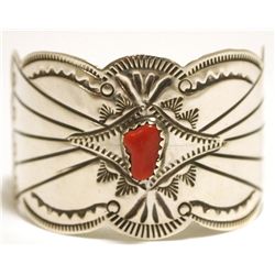 Navajo Coral Sterling Silver Hair Barrette - Joann Silver