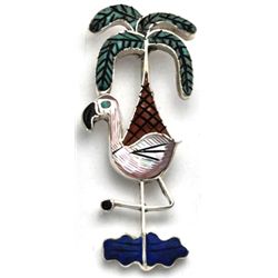 Zuni Flamingo Pendant & Pin - Valerie Comosona
