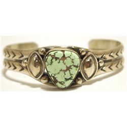 Old Pawn Navajo Carico Lake Turquoise Sterling Silver Cuff Bracelet - Lydia Begay