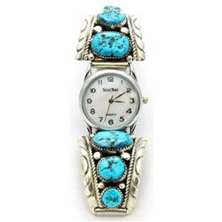 Zuni Sleeping Beauty Turquoise Men's Watch - Robert & Bernice Leekya