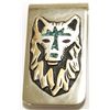 Image 1 : Navajo Turquoise Sterling Silver Wolf Head Money Clip - Richard Singer
