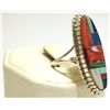 Image 2 : Navajo Multi-Stone Inlay Sterling Silver Women's Ring - Ray Jack