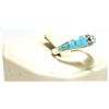 Image 2 : Zuni Cubic Zirconia & Turquoise Inlay Sterling Silver Women's Ring - Marlene Shekya