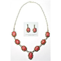 Navajo Rhodochrosite Necklace & Earrings Set - Mary Ann Spencer