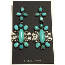 Navajo Turquoise Sterling Silver Post Earrings - Albert J. Brown