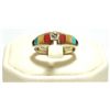 Image 1 : Zuni Cubic Zirconia & Multi-Stone Inlay Sterling Silver Women's Ring - Marlene Shekya