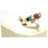 Image 2 : Zuni Cubic Zirconia & Multi-Stone Inlay Sterling Silver Women's Ring - Marlene Shekya